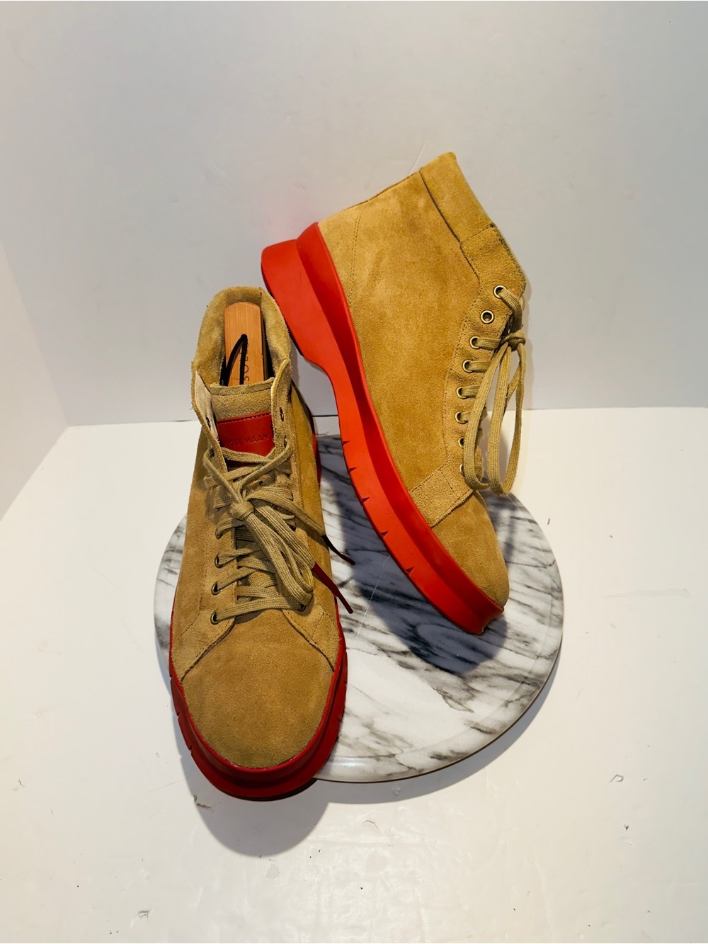 Cole Haan Boots Pinch Grand OS Brown Tan suede Leather Red Utility Chukka Sz 12M